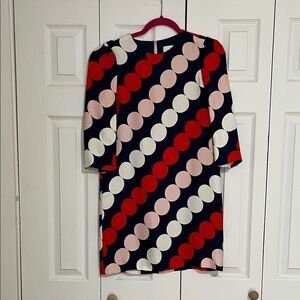 kate spade New York mod polka dot viscose mini dress with 3/4 sleeves